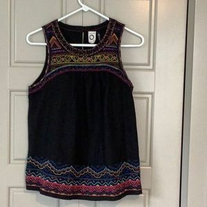 Anthropologie Sleeveless embroidered top